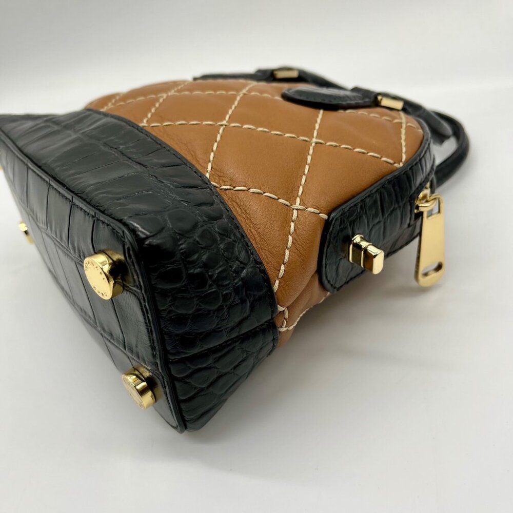 Michael Kors Brown Leather Smythe Dome Satchel Bag - Picture 9 of 11